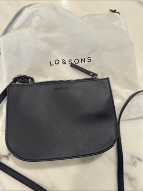 Lo & Sons navy  Leather Zip Crossbody